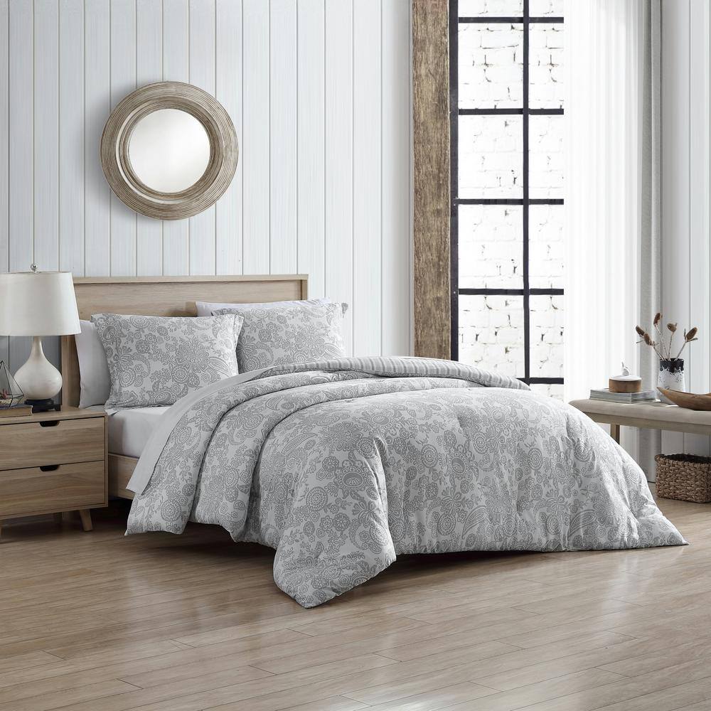 Stone Cottage Buckthorn 3Piece Gray Cotton Full/Queen Comforter Set