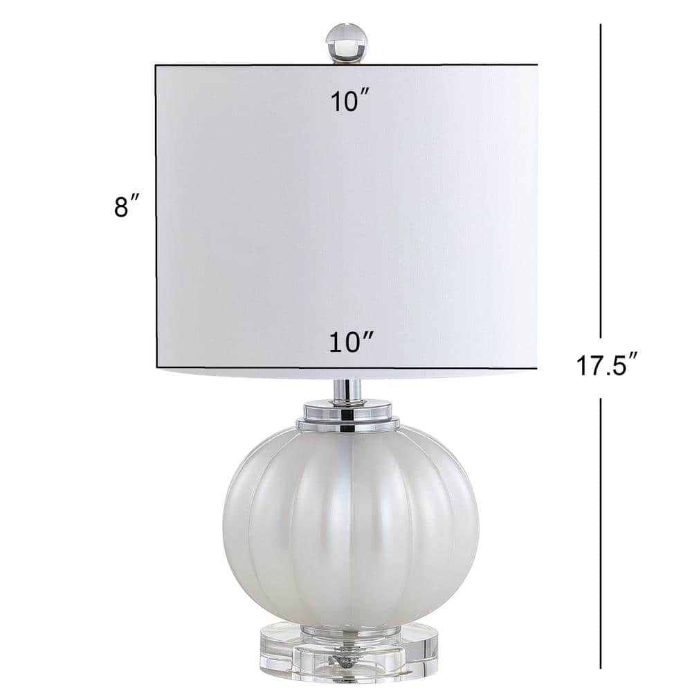 Iridescent Ivory 17.5" Glass Table Lamp with White Silk Shade