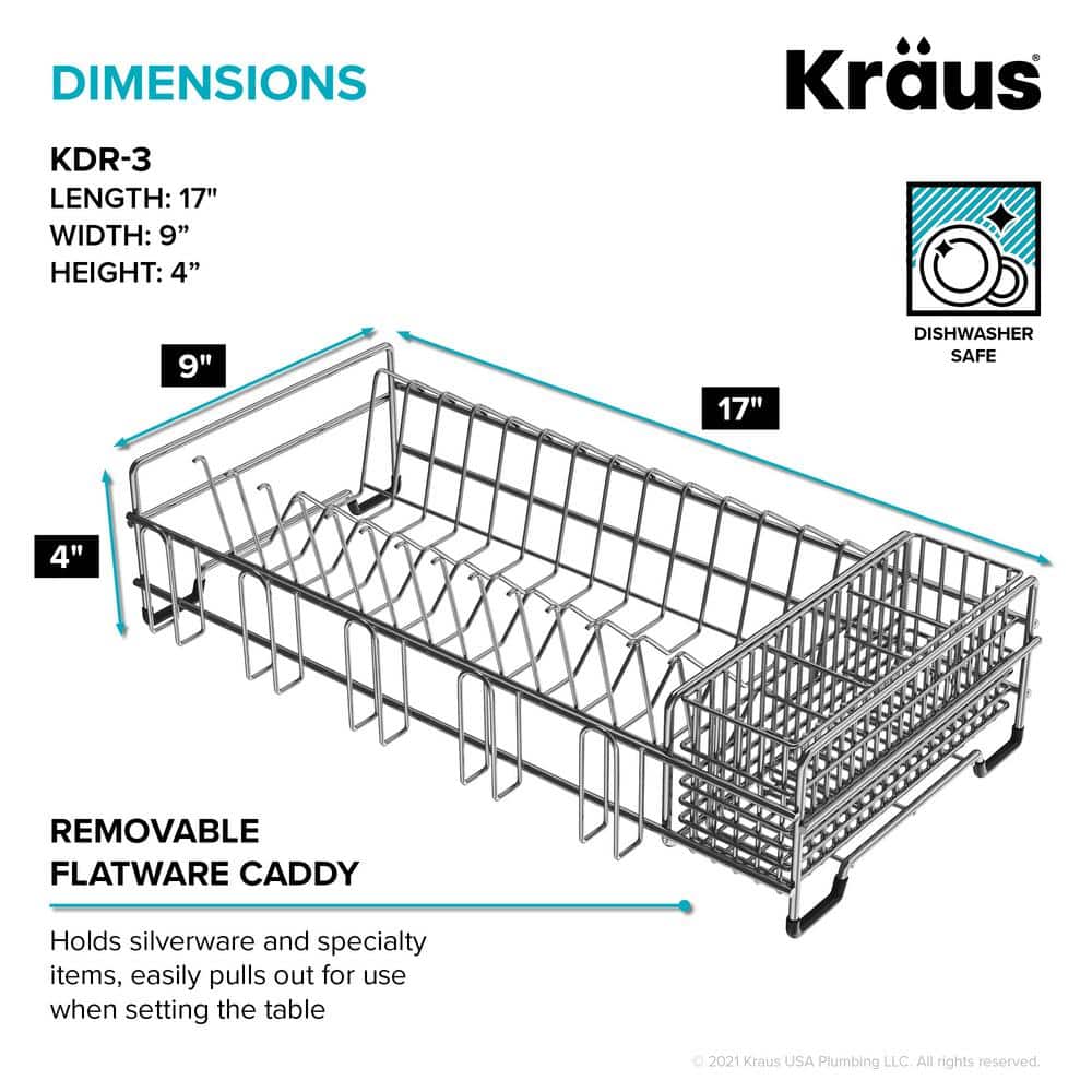 Stainless Steel Over-the-Sink Dish Drying Rack with Utensil Holder