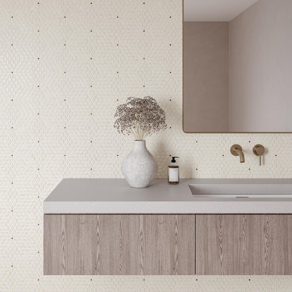 Celeste Leaf 14 in. x 16 in. Honed Myra Beige/Basalt Marble Mosaic Tile (7.85 sq. ft./Carton)