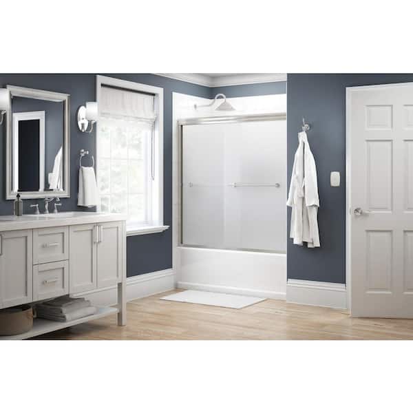 Simplicity 60 in. x 58-1/8 in. Semi-Frameless Traditional Sliding Bathtub Door in Nickel with Niebla Glass Simplicity 60 in. x 58-1/8 in. Semi-Frameless Traditional Sliding Bathtub Door in Nickel with Niebla Glass