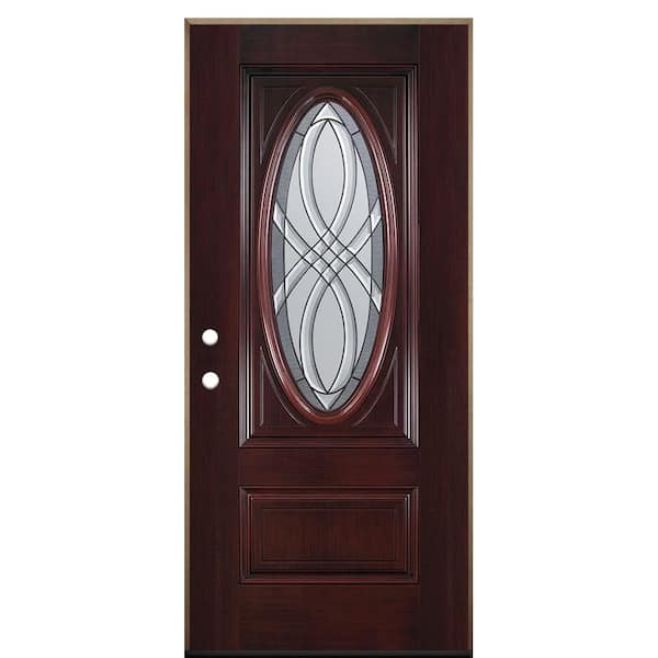 Masonite 36 in. x 80 in. Everland Cianne Left Hand Outswing 3/4 Oval Lite Smooth Fiberglass Prehung Front Door No Brickmold