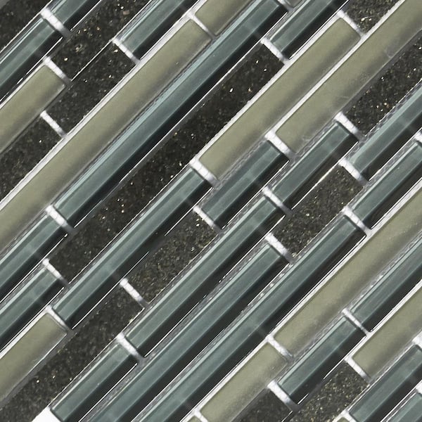 Classic Design Black Coffee Linear Mosaic 12 in. x 12 in. Glass and Granite Stone Decorative Tile (11 sq. ft./Case)