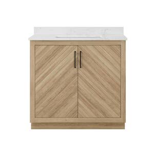 Huckleberry 36 in. W x 19 in. D x 34.5 in. H Single Sink Bath Vanity in Weathered Tan with White Cultured Marble Top