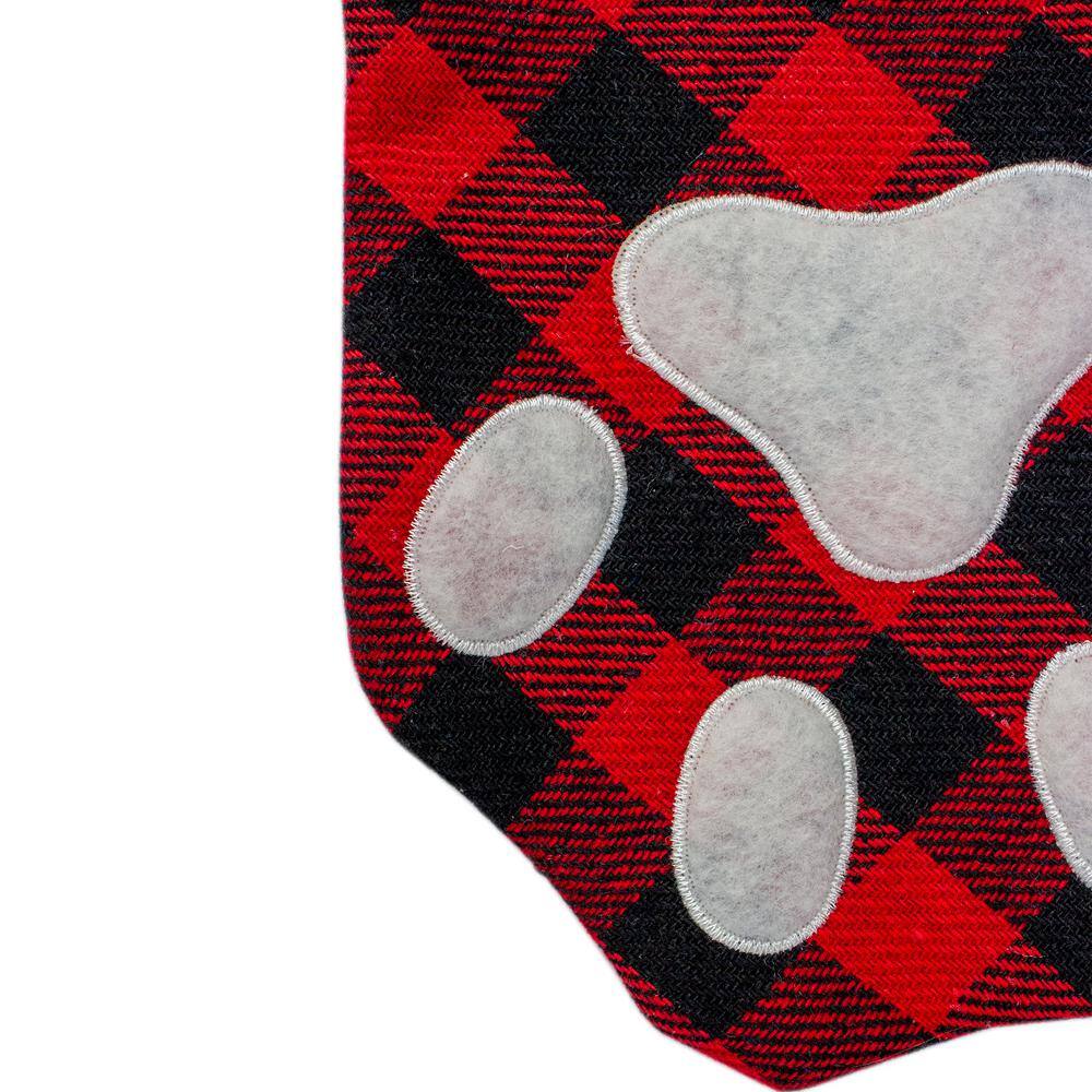 Red and Black Buffalo Plaid Pet Paw Christmas Stocking