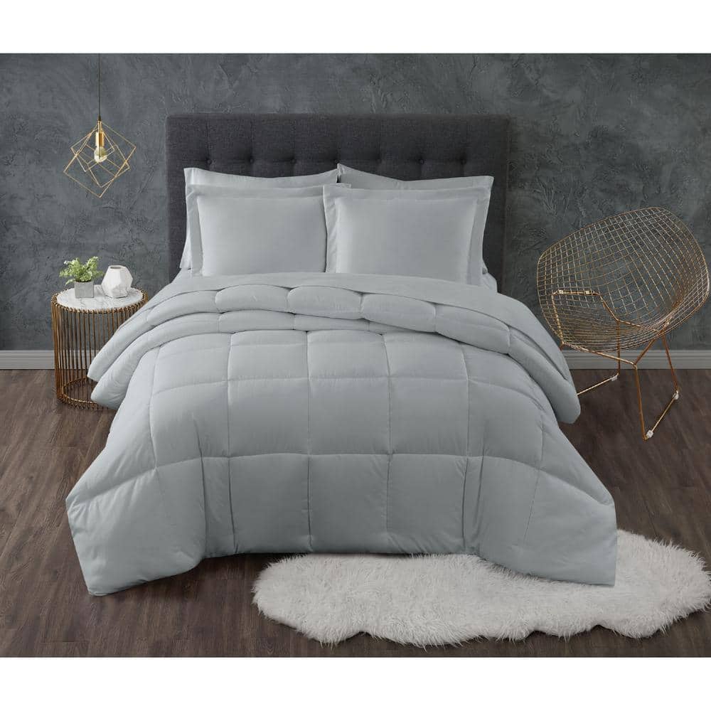 Twin Gray Down Alternative Microfiber Comforter Set