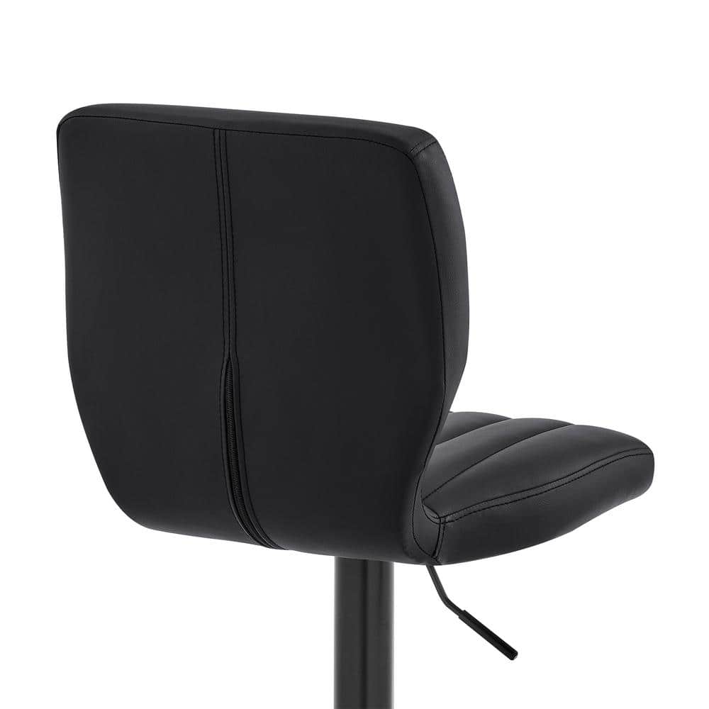 Adjustable Black Metal and Leatherette Swivel Bar Stool