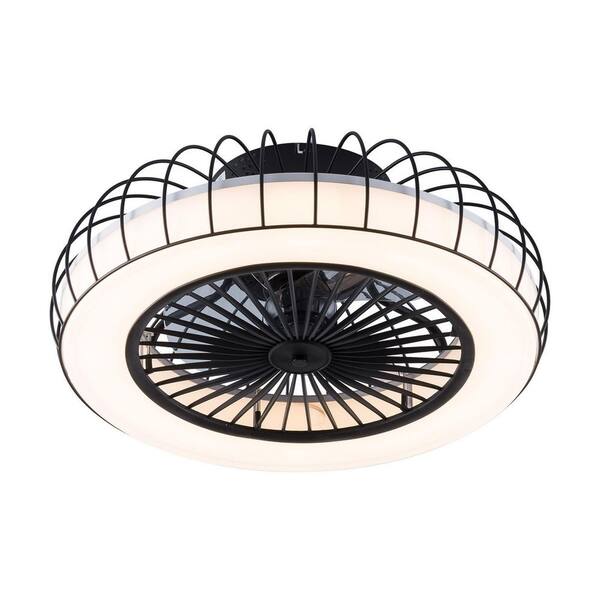 OUKANING 20 in. Integrated LED Modern Style Indoor Black Ceiling Fan Light with Remote Control