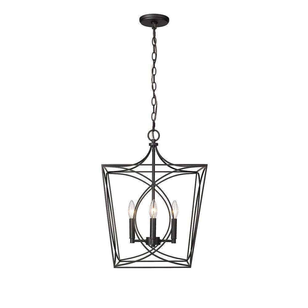 Tracy Matte Black 4-Light Incandescent Pendant Chandelier