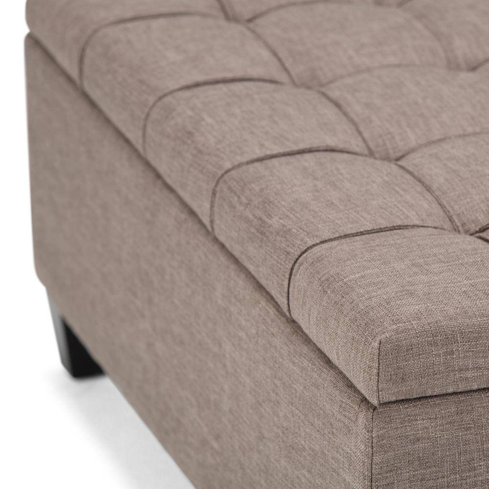Fawn Brown Linen Tufted 36" Square Storage Ottoman