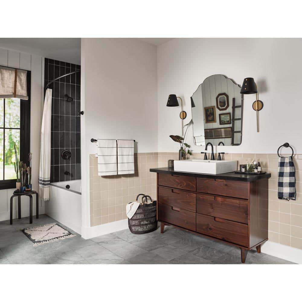Matte Black Traditional Widespread Bathroom Sink Faucet