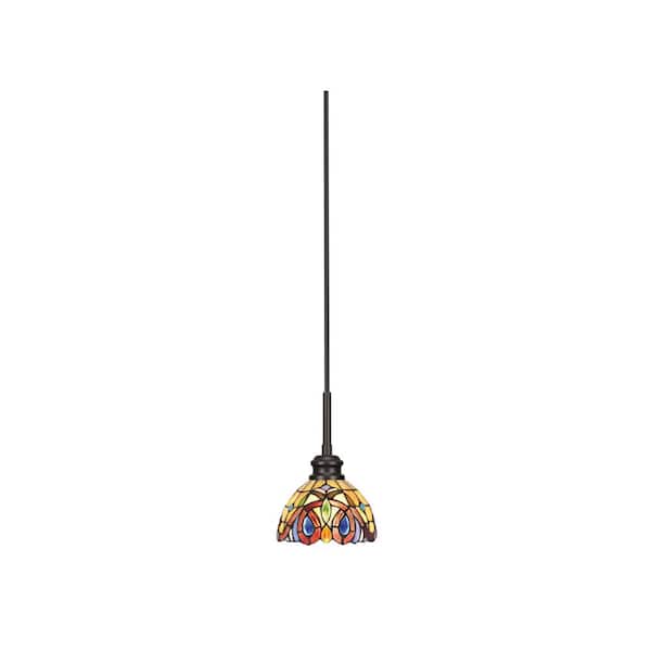 Unbranded Albany 60-Watt 1-Light Espresso Pendant Mini Pendant Light Lynx Art Glass and Light Bulb Not Included