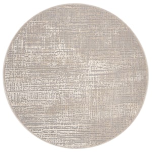 Meadow Ivory/Gray 7 ft. x 7 ft. Solid Color Round Area Rug
