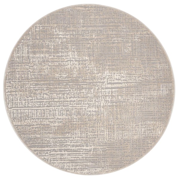 SAFAVIEH Meadow Ivory/Gray 7 ft. x 7 ft. Solid Color Round Area Rug