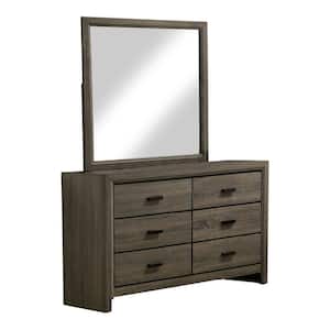 Morningside Gray 6-Drawer 47.25 in. Wide Dresser with Mirror