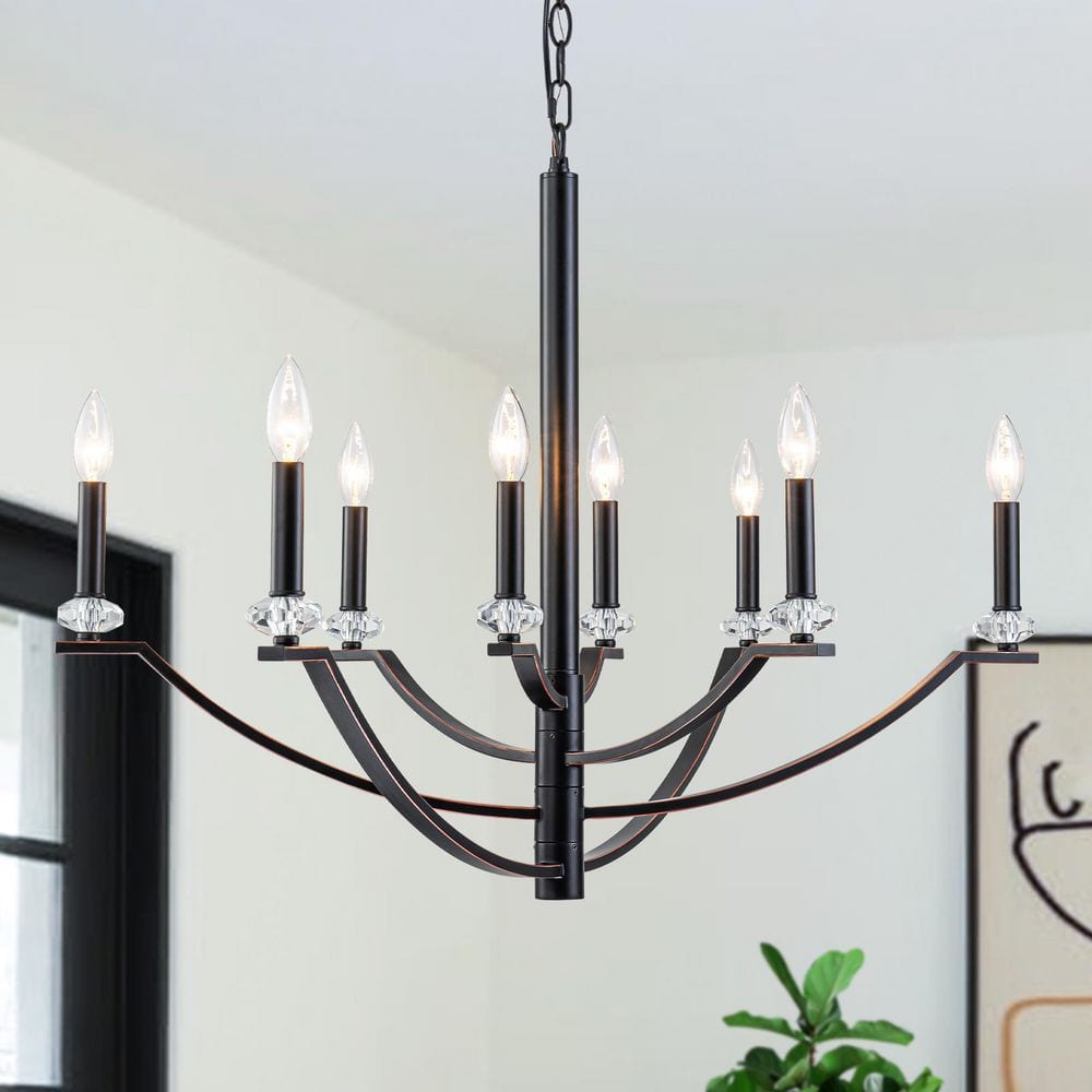 41 in. 8-Light Matte Black Traditional Candlestick Chandelier Modern Linear Candle Pendant Light price history on PriceWatchPro