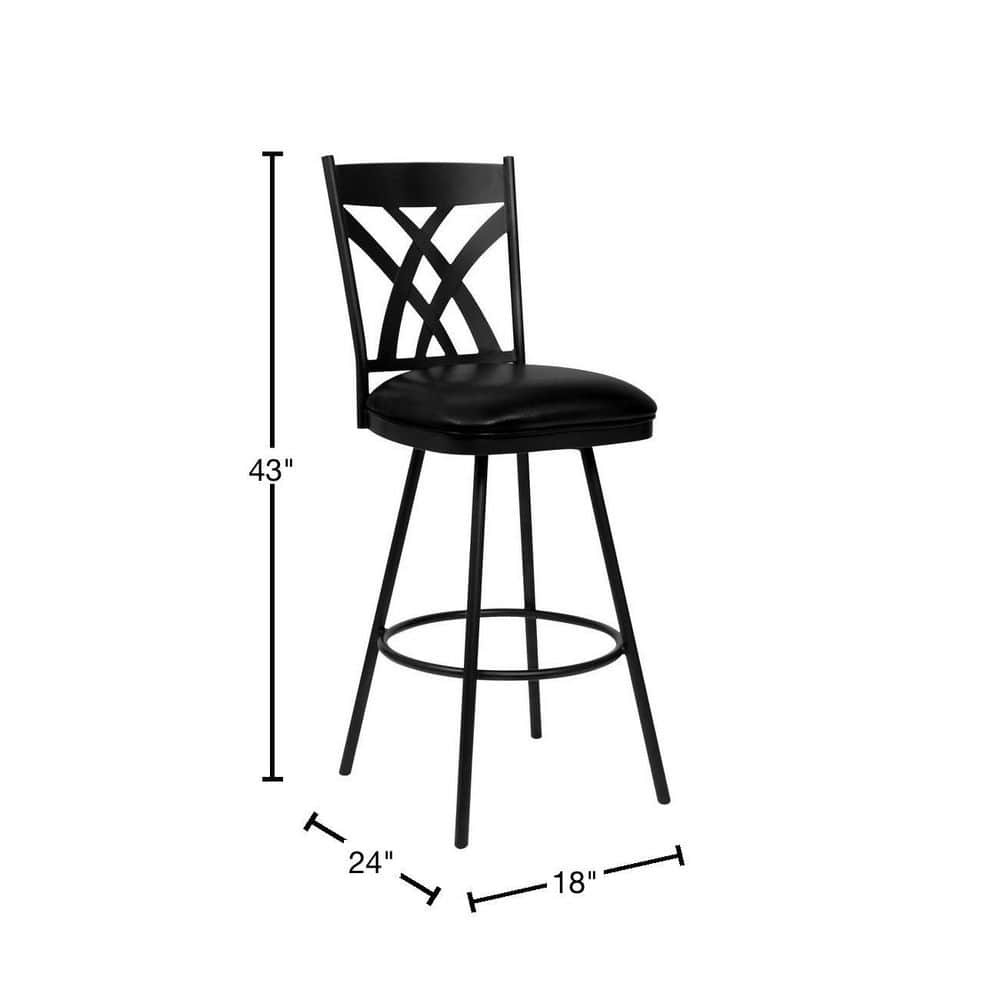 26" Black Faux Leather Metal Swivel Counter Stool