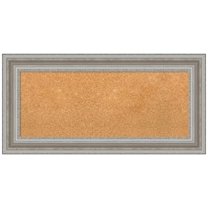 Parlor Silver 35.50 in. x 17.50 in. Framed Corkboard Memo Board