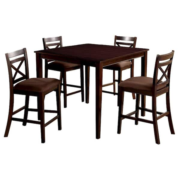 William's Home Furnishing Weston I 5-Piece Espresso Transitional Style Counter Height Table