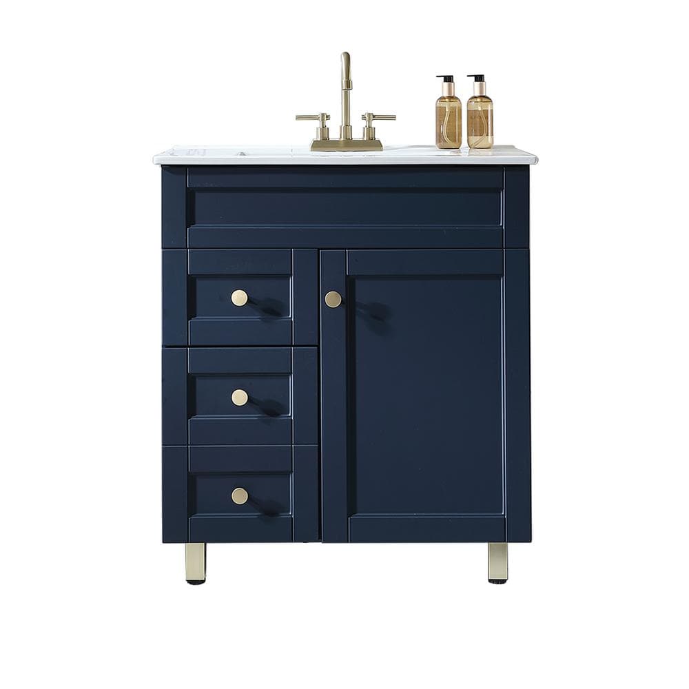 30 in. W x 18 in. D x 34 in. H Bathroom Vanity in Blue with White Ceramic Sink Top price history on PriceWatchPro