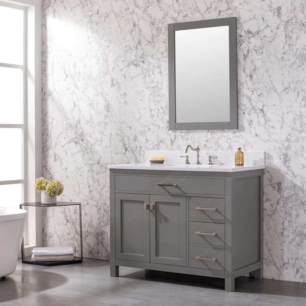 Jasper 42'' Gray Freestanding Bathroom Vanity with Carrara Top