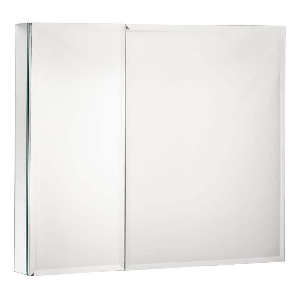 30 in. W x 26 in. H Large Rectangular Silver Aluminum Recessed/Surface Mount Medicine Cabinet with Mirror -  Zeus & Ruta, ZeusRut30226