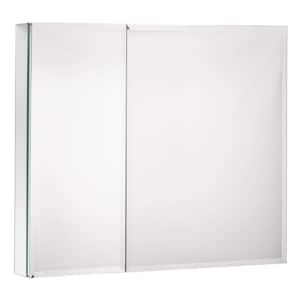 30 in. W x 26 in. H Large Rectangular Silver Aluminum Recessed/Surface Mount Medicine Cabinet with Mirror