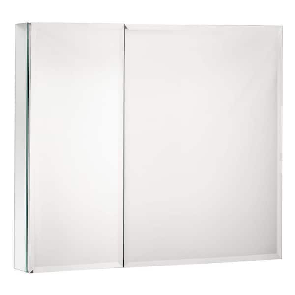 Zeus & Ruta 30 in. W x 26 in. H Large Rectangular Silver Aluminum Recessed/Surface Mount Medicine Cabinet with Mirror