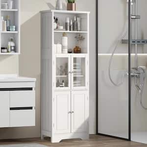 22.60 in. W x 11.20 in. D x 64.00 in. H MDF White Tall Rectangle Linen Cabinet with Shelves in White