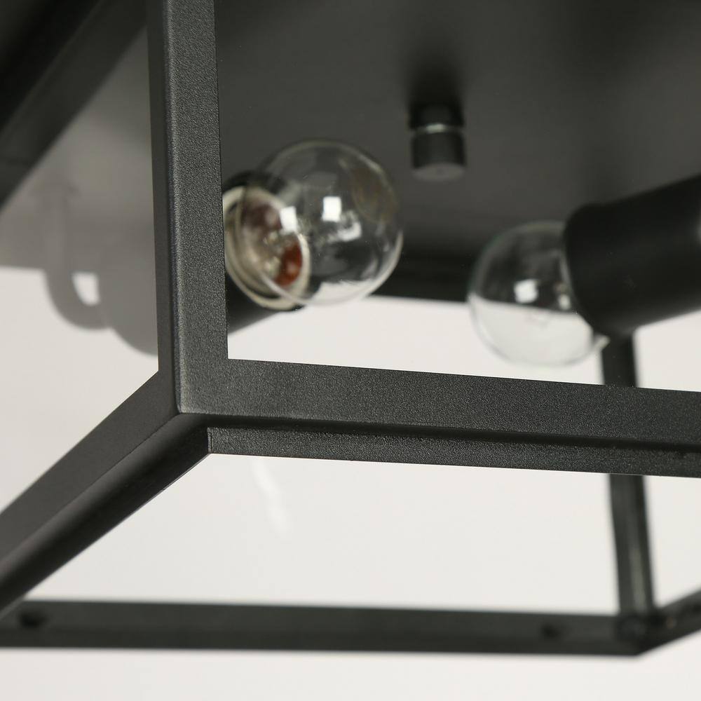 Modern Matte Black 2-Light Flush Mount with Clear Glass Shade