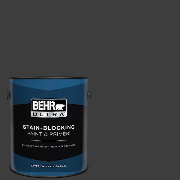 BEHR ULTRA 1 gal. #PPF-59 Raven Black Satin Enamel Exterior Paint & Primer