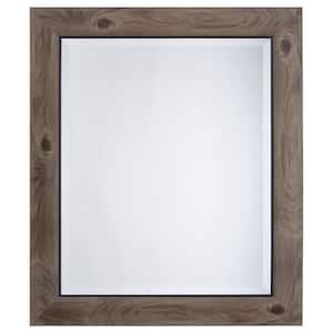 Medium Rectangle Gray Wood In Black Trim Beveled Glass Casual Mirror (27 in. H x 23 in. W)
