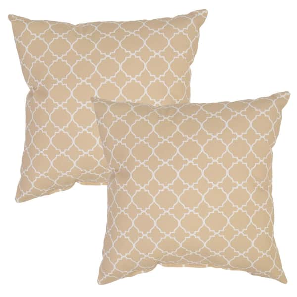 Plantation Patterns Sand Geo Square Outdoor Throw Pillow (2-Pack)