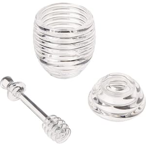 Clear Bar/Beverage Accessory Honey Jar and Dipper Set