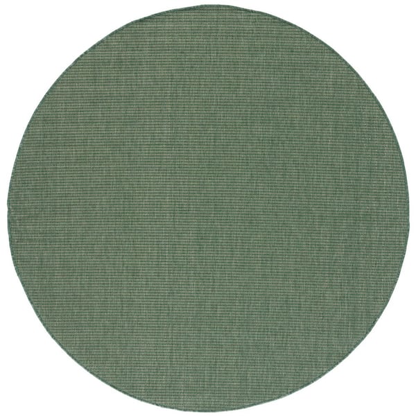Courtyard Dark Green/Beige 7 ft. x 7 ft. Solid Color Indoor/Outdoor Round Area Rug