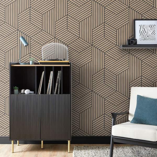 Gerrit Light Brown Geometric Panel Wallpaper