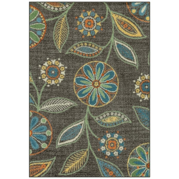 Unbranded Reggie Multi Color 3 ft. x 5 ft. Non Slip Hallway Entry Carpet Nylon Floral Runner Rug