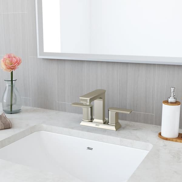 Forsey 4 in. Centerset 2-Handle Bathroom Faucet with Easy Install Push Drain in Brushed Nickel