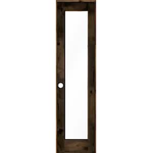 24 in. x 96 in. Rustic Knotty Alder Right-Hand Full-Lite Clear Glass Black Stain Solid Wood Single Prehung Interior Door