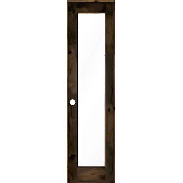 Krosswood Doors 24 in. x 96 in. Rustic Knotty Alder Right-Hand Full-Lite Clear Glass Black Stain Solid Wood Single Prehung Interior Door