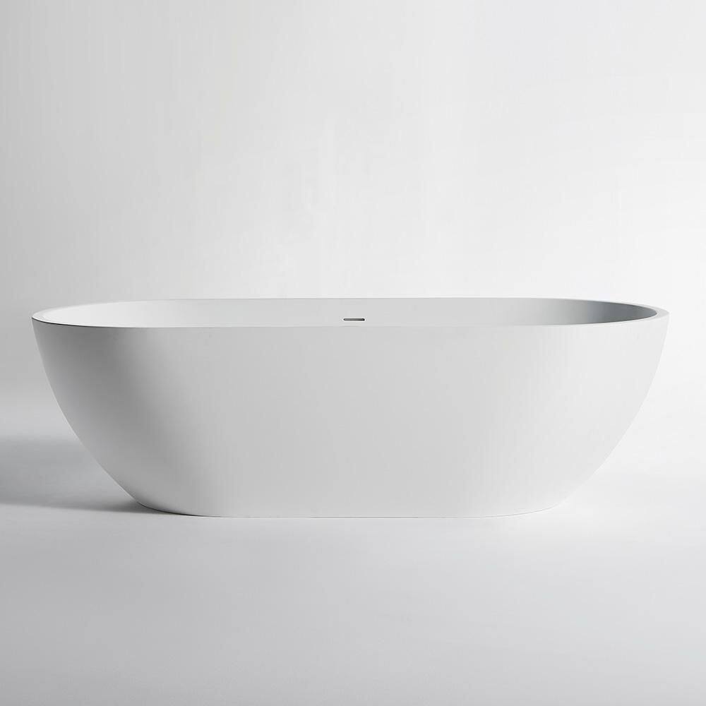 67 in. x 30 in. Solid Surface Stone Resin Soaking Bathtub with Center Drain in Matte White price history on PriceWatchPro