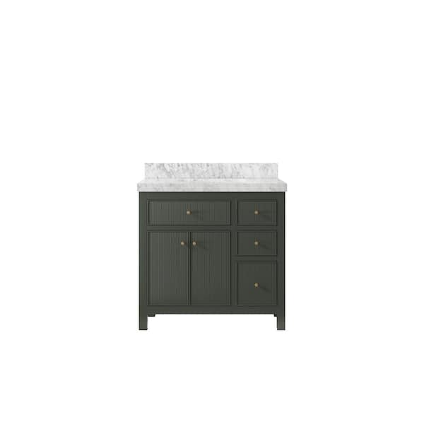 Willow Collections Sonoma 36 in. W x 22 in. D x 36 in. H Single Sink Bath Vanity Center in Pewter Green with 2 in. Carrara Marble Top