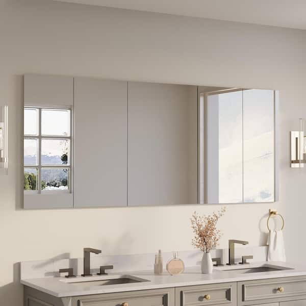 72 in. W x 30 in. H Rectangular Recess/Surface Mount Medicine Cabinet with Mirror, 5 Soft Close Door