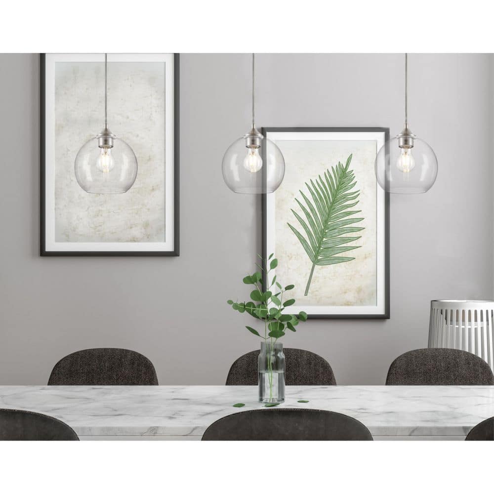 Tatze Mini Globe Pendant in Brushed Nickel with Clear Glass