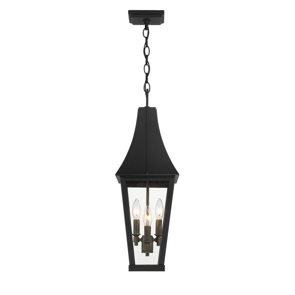 Chateau Grande 4-Light Sand Coal and Gold Outdoor Hanging Lantern