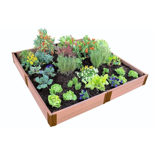 Frame It All Two Inch Series 8 ft. x 8 ft. x 11 in. Classic Sienna Composite Raised Garden Bed Kit
