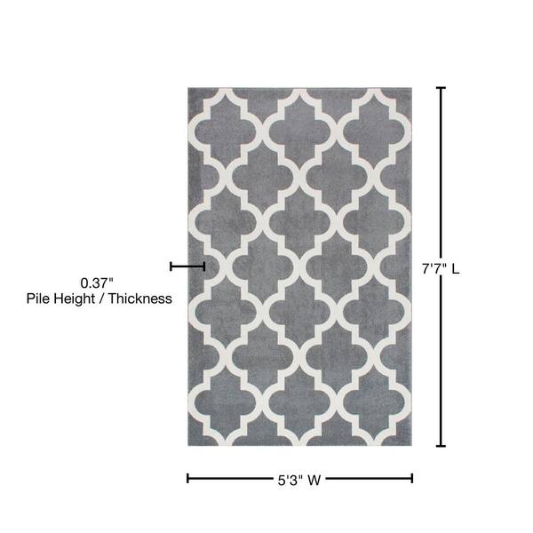 nuLOOM Ivy Moroccan Trellis Gray 5 ft. x 8 ft. Area Rug
