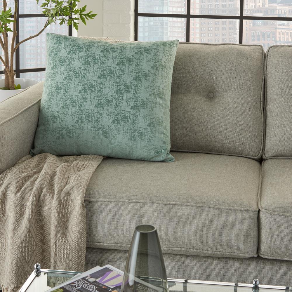 Celadon Green Abstract Velvet 22" Square Throw Pillow