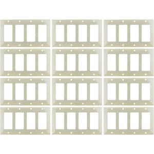 Almond 4-Gang Screw-in Decorative Plastic Wall Plate (12-Pack)
