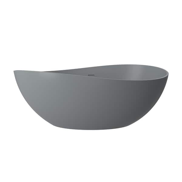 63 in. x 37 in. Soaking Bathtub in Matte Grey